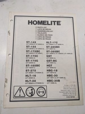 Homelite Illustrated Parts List Book Catalog Manual Trimmer St Hlt Gst Hbc 18740