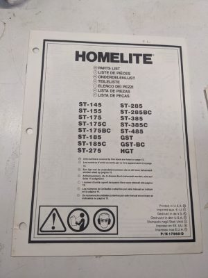 Homelite Illustrated Parts List Book Catalog Manual Trimmer St Hgt Gst 17968-D
