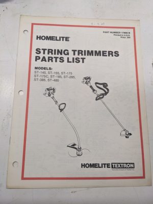 Homelite Illustrated Parts List Book Catalog Manual Trimmer St 145-485 17968-B