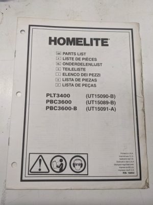 Homelite Illustrated Parts List Catalog Manual Trimmer Plt Pbc 3400 3600 18852