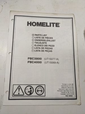 Homelite Illustrated Parts Book List Catalog Manual Trimmer Pbc 3800 4000 18932