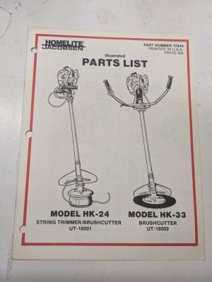 Homelite Illustrated Parts List Book Catalog Manual Trimmer Hk-24 33 17844
