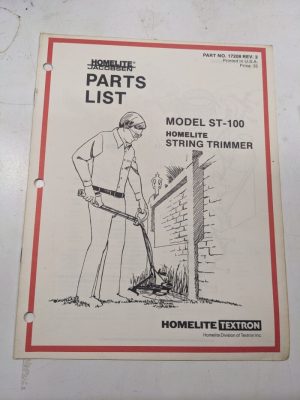 Homelite Illustrated Parts List Book Catalog Manual Trimmer St-100 17208 Rev 3