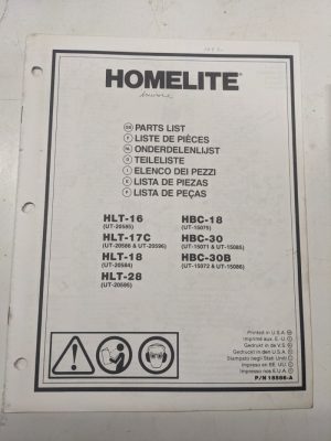 Homelite Illustrated Parts List Book Catalog Manual Trimmer Hlt Hbc 18586-A