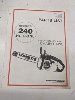 Homelite Illustrated Parts List Book Catalog Manual Chain Saws 240 Hg Sl 17601