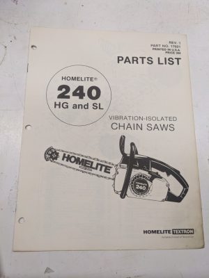 Homelite Illustrated Parts List Catalog Manual Chain Saws 240 Hg Sl 17601 Rev 1