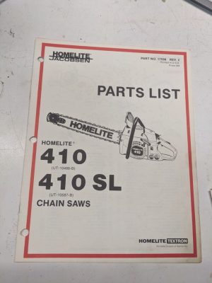 Homelite Illustrated Parts List Catalog Manual Chain Saws 410 Sl 17598 Rev 2