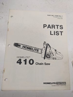 Homelite Illustrated Parts List Catalog Manual Chain Saws 410 Sl 17598 Rev 1