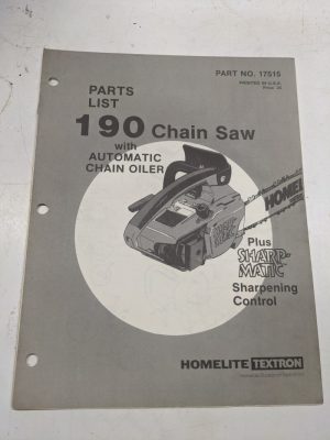 Homelite Illustrated Parts Book List Catalog Manual Chain Saws 190 17515 Sharp
