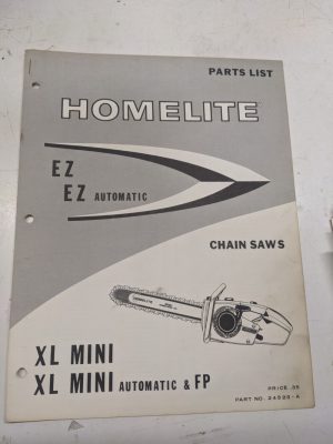 Homelite Illustrated Parts List Manual Chain Saws Super Ez Xl Mini Fp 24523-A