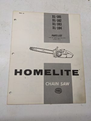 Homelite Illustrated Part List Book Manual Chain Saws Xl-101 102 103 104 24106-A