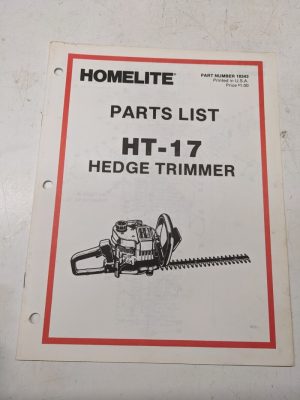 Homelite Illustrated Parts Catalog List Book Manual Hedge Trimmer Ht-17 18343