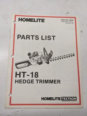 Homelite Illustrated Parts Catalog List Book Manual Hedge Trimmer Ht-18 18339