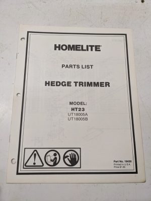 Homelite Illustrated Parts Catalog List Book Manual Hedge Trimmer Ht-23 18430