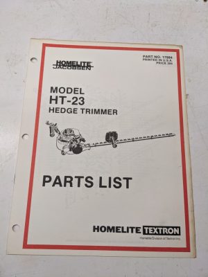 Homelite Illustrated Parts Catalog List Book Manual Hedge Trimmer Ht-23 17884