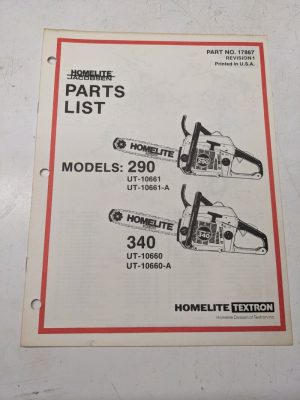 Homelite Illustrated Parts Catalog List Book Manual Chain Saws 290 340 17867