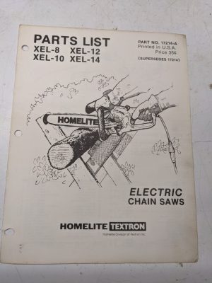 Homelite Illustrated Parts Catalog List Manual Chain Saw Xel- 8 10 12 14 17214-A