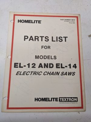 Homelite Illustrated Parts Catalog List Book Manual Chain Saws El-12 14 18018