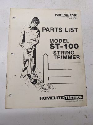 Homelite Illustrated Parts Catalog List Book Manual Trimmer St-100 17208