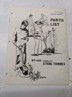 Homelite Illustrated Parts Catalog List Book Manual Trimmer St-100 17208 Rev 1