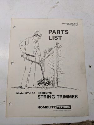 Homelite Illustrated Parts Catalog List Book Manual Trimmer St-100 17208 Rev 2