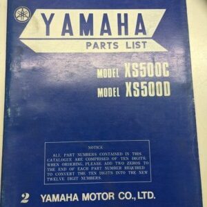Yamaha Service Parts List Book Model Xs500C Xs500D 1976 1J3-28198-61 Manual