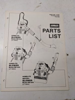 Homelite Illustrated Parts Catalog List Book Manual Blower 17785 Hb-680 280 480