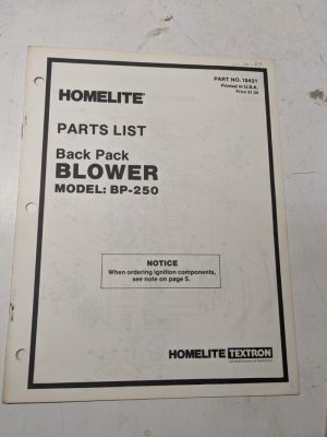Homelite Illustrated Parts Catalog List Book Manual Blower Bp-250 18421