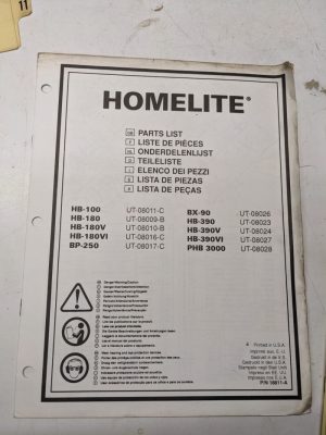 Homelite Parts List Manual Blower Hb 100 180 Bp Bx Phb 250 90 390 3000 Vi 18811