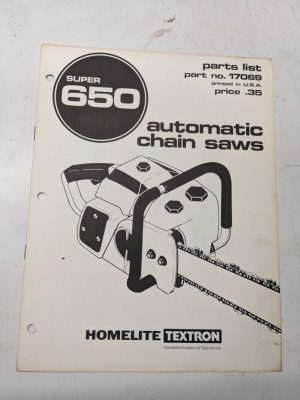 Homelite Illustrated Parts Catalog List Book Manual Chain Saws Super 650 17069