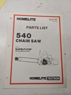 Homelite Illustrated Parts Catalog List Book Manual Chain Saws 540 18087