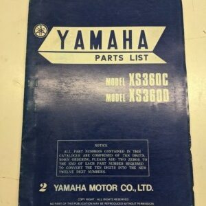 Original Yamaha Oem Parts List Book Model Xs360C Xs360D 1976 1L9-28198-61 Manual