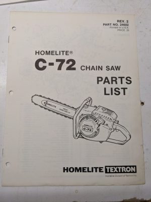 Homelite Illustrated Parts Catalog Manual List Book Chain Saws C-72 Rev 2 24602