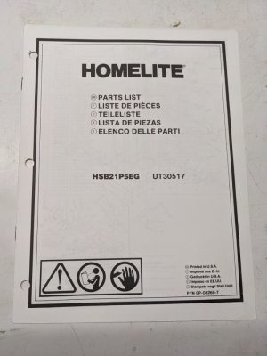 Homelite Illustrated Parts Catalog Manual List Book Mower Hsb21P5Eg 08269-7