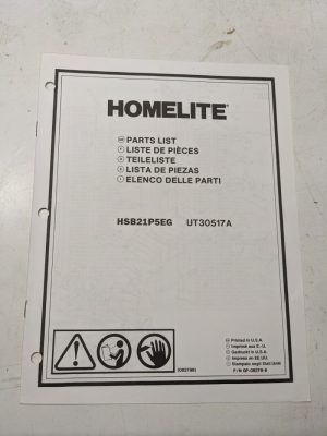 Homelite Illustrated Parts Catalog Manual List Book Mower Hsb21P5Eg 08269-8