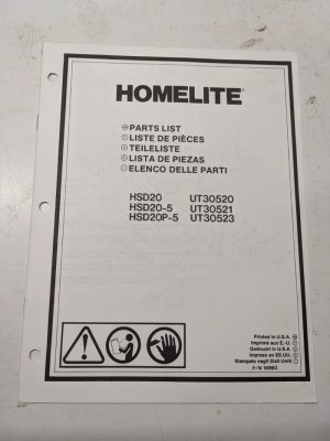 Homelite Illustrated Parts Catalog Manual List Book Mower Hsd20-5 P 18960
