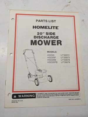 Homelite Illustrated Parts Catalog Manual List Book Mower Hsd20 P B 99200-4
