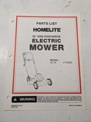 Homelite Illustrated Parts Catalog Manual List Book Mower 20” He20 99292-9