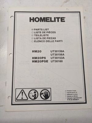 Homelite Illustrated Parts Catalog Manual List Book Mower Hm20P5E 99382-7