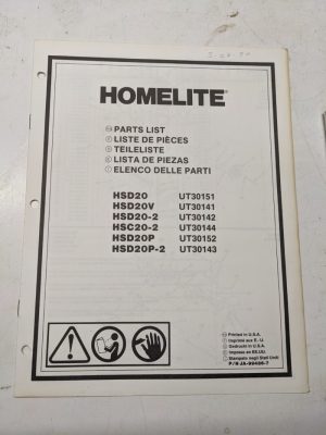 Homelite Illustrated Parts Manual List Book Mower Hsd Hsc 20 V -2 P 99486-7