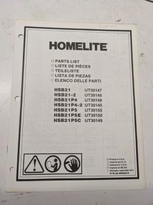 Homelite Illustrated Parts Catalog Manual List Mower Hsb21 -2 P4 P5 E C 99484