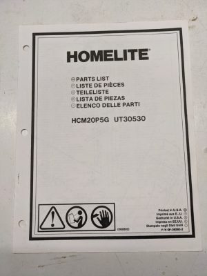 Homelite Illustrated Parts Catalog Manual List Book Mower Gcm20P5G 08280-2
