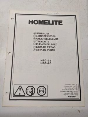 Homelite Illustrated Parts Catalog Manual List Book Mower Hbc-38 40 18591