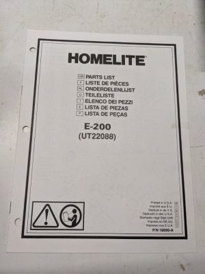 Homelite Illustrated Parts Catalog Manual List Book Edger E-200 18696-A