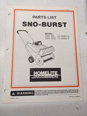 Homelite Illustrated Parts Catalog Manual List Book Sno-Burst Sno 320E 99283-0