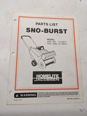 Homelite Illustrated Parts Catalog Manual List Book Sno-Burst Sno 320E 99173-0