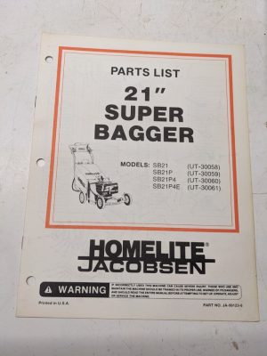 Homelite Illustrated Parts Manual List Mower 21” Super Bagger Sb21P4E 99123-6