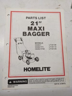 Homelite Illustrated Parts Manual List Mower 21” Maxi Bagger Hmb21P4E 99419-2