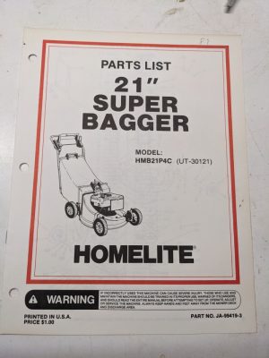 Homelite Illustrated Parts Manual List Mower 21” Super Bagger Hmb21P4C 99419-3