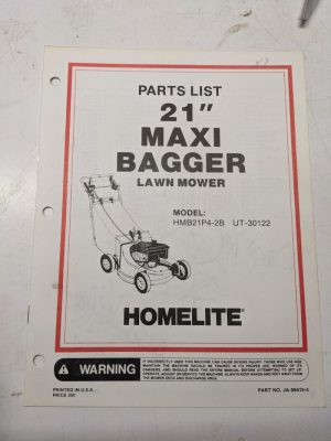 Homelite Illustrated Parts Manual List Mower 21” Maxi Bagger Hmb21P4-2B 99419-4